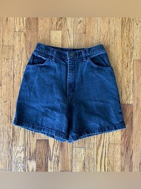 Vintage 90s Wrangler Jean Shorts Black High Rise Denim Size 6 Y2K